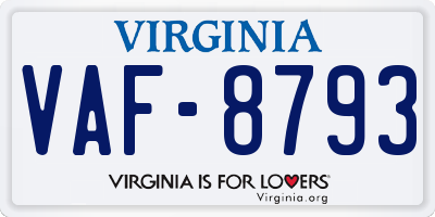 VA license plate VAF8793