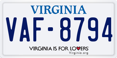 VA license plate VAF8794