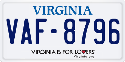 VA license plate VAF8796