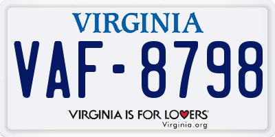 VA license plate VAF8798