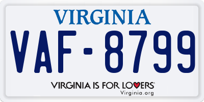 VA license plate VAF8799
