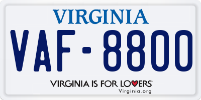 VA license plate VAF8800
