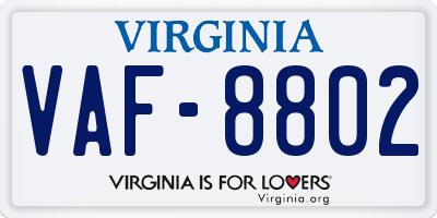 VA license plate VAF8802