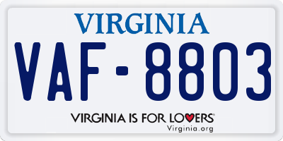VA license plate VAF8803
