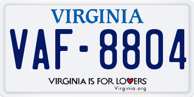 VA license plate VAF8804
