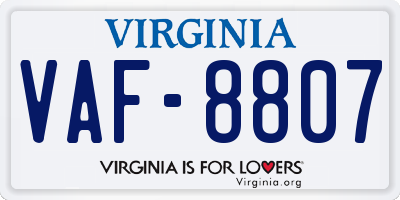 VA license plate VAF8807