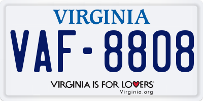 VA license plate VAF8808