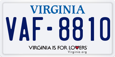 VA license plate VAF8810