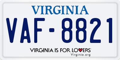 VA license plate VAF8821