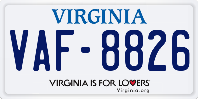VA license plate VAF8826