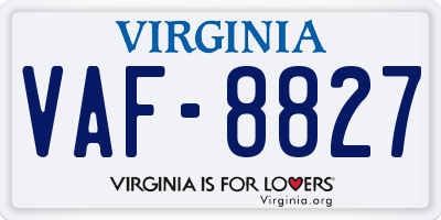 VA license plate VAF8827