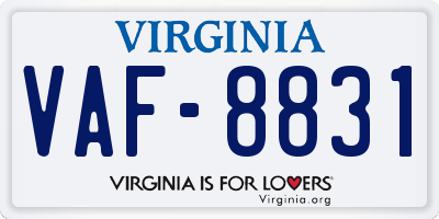 VA license plate VAF8831