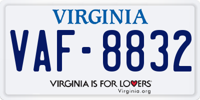 VA license plate VAF8832