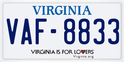 VA license plate VAF8833