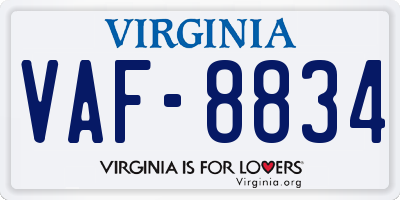 VA license plate VAF8834