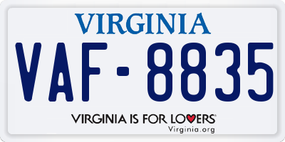 VA license plate VAF8835