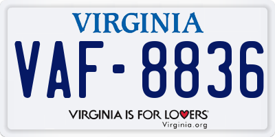 VA license plate VAF8836