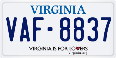 VA license plate VAF8837