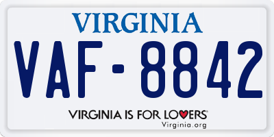 VA license plate VAF8842