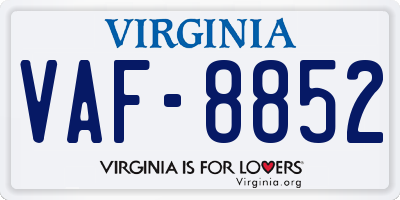 VA license plate VAF8852