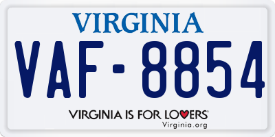 VA license plate VAF8854