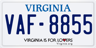 VA license plate VAF8855