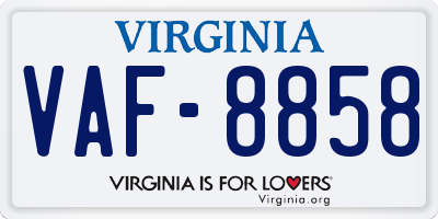 VA license plate VAF8858