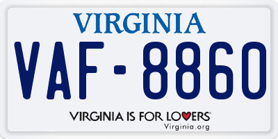 VA license plate VAF8860