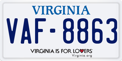VA license plate VAF8863