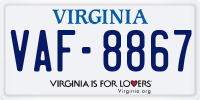 VA license plate VAF8867