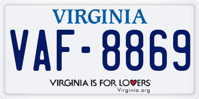 VA license plate VAF8869