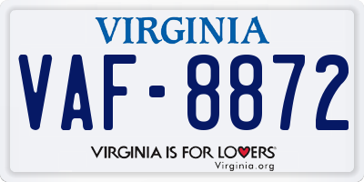 VA license plate VAF8872