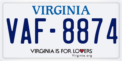 VA license plate VAF8874