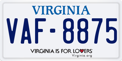 VA license plate VAF8875