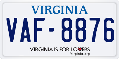 VA license plate VAF8876