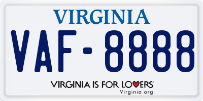 VA license plate VAF8888