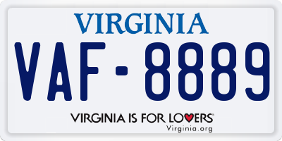VA license plate VAF8889