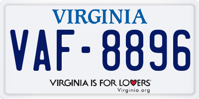 VA license plate VAF8896