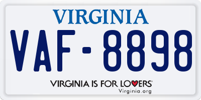 VA license plate VAF8898