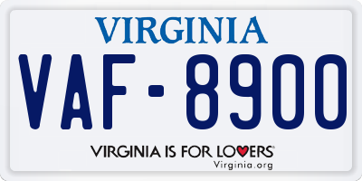 VA license plate VAF8900