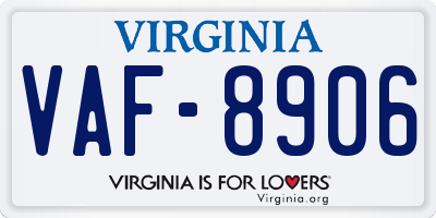 VA license plate VAF8906