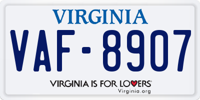 VA license plate VAF8907