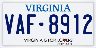 VA license plate VAF8912