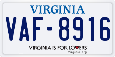 VA license plate VAF8916
