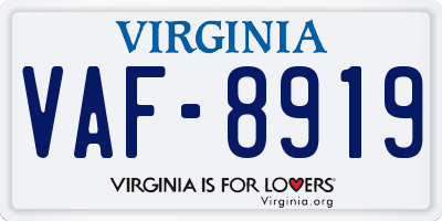 VA license plate VAF8919