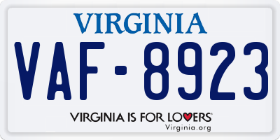 VA license plate VAF8923