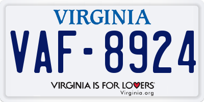 VA license plate VAF8924