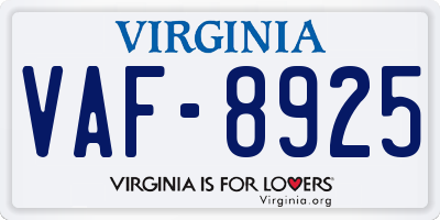 VA license plate VAF8925