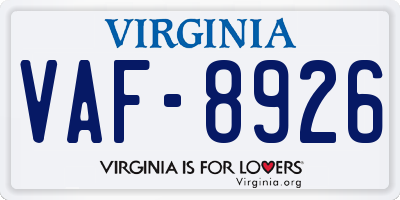 VA license plate VAF8926