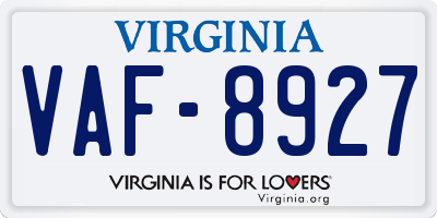 VA license plate VAF8927